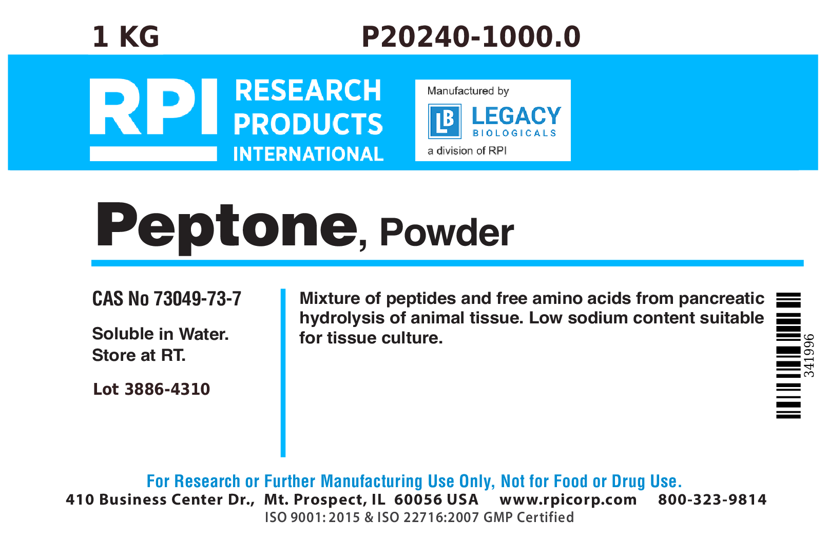 Peptone, Powder, 1 Kilograms