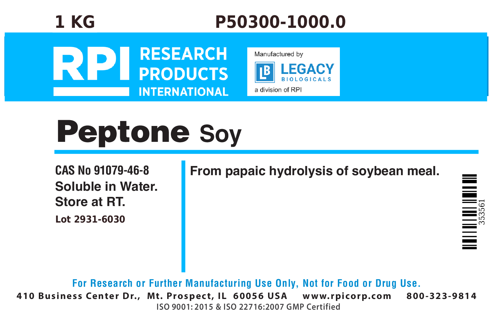 Peptone, Soy, 1 Kilogram